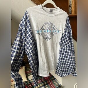 Upcycled FFA T-shirt & Blue Flannel